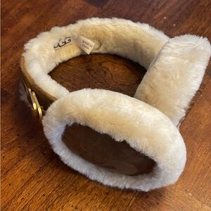 UGG Tan and Cream Furry Earmuffs
